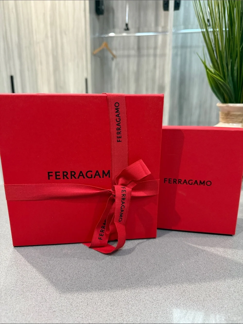 Ferragamo Red Gift Boxes with Ribbon